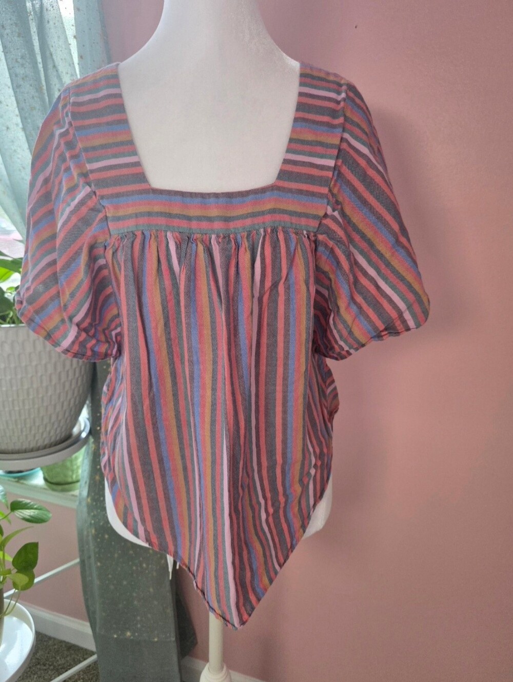 Madewell Striped Square Neck Babydoll Top Size Small